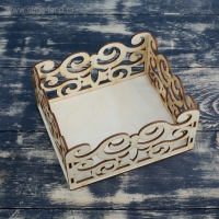 Кашпо деревянное 17.5&times;15&times;9 см настольный "Вензеля", натуральный Дарим Красиво