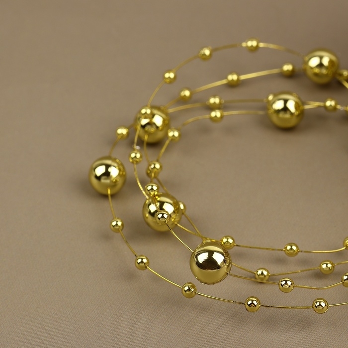 Жемчуг на леске, 3/8 мм, 10 &plusmn; 1 м, цвет золотой