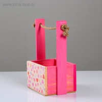 Кашпо деревянное, 15×12×8.5(25) см "Пауль и Любовь. Молодые сердца", с принтом Кашпо деревянное, 15×12×8.5(25) см "Пауль и Любовь. Молодые сердца", с принтом