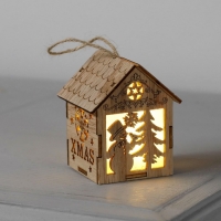 Ёлочная игрушка &laquo;Домик со снеговиком&raquo;, от батареек, свечение тёплое белое