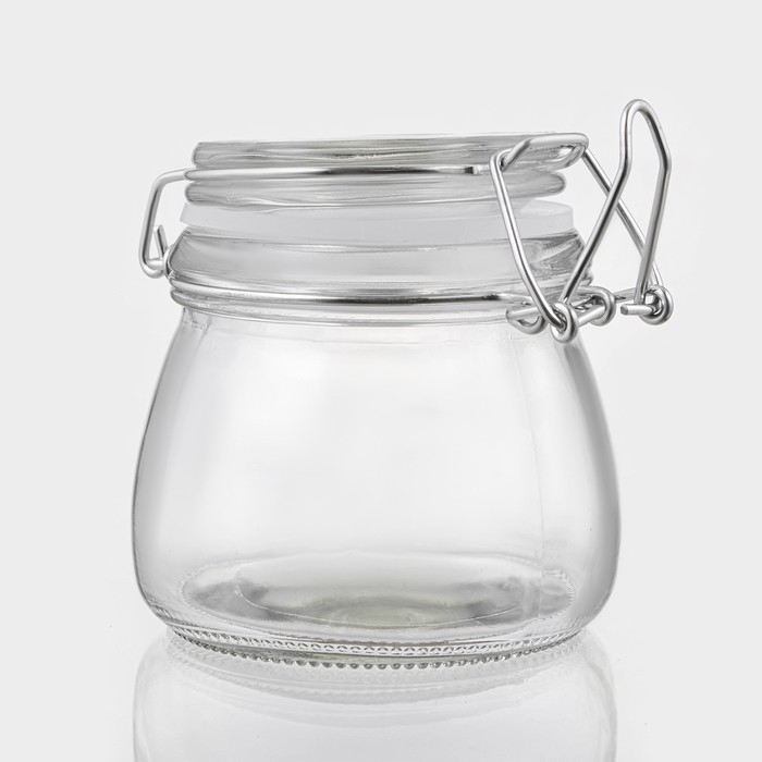 Банка стеклянная для хранения сыпучих продуктов &laquo;Оптима&raquo;, 100 мл, 9&times;7,2&times;7,5 см, с бугельным замком