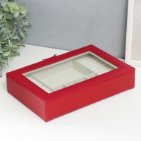 Шкатулка кожзам для украшений "Хэмптонс" красная 5,5х27х18 см Шкатулка кожзам для украшений "Хэмптонс" красная 5,5х27х18 см