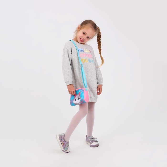Сумка детская для девочки &laquo;Серый котик&raquo; из эко-кожи, на ремешке, 15х12х3 см