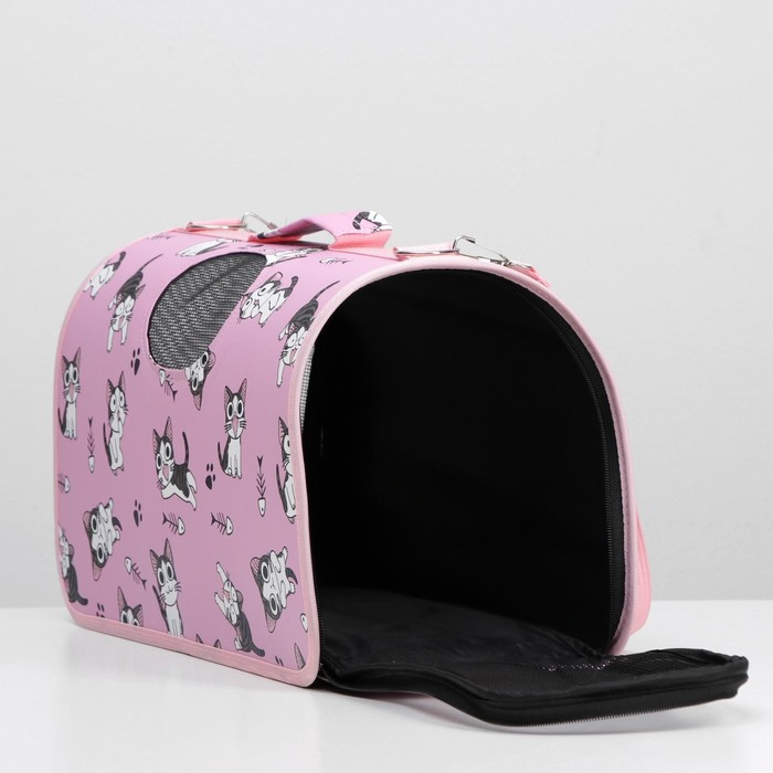 Сумка - переноска для животных Сумка - переноска для животных "Играющие котики", розовая, размер М, 40 х 21 х 27 см