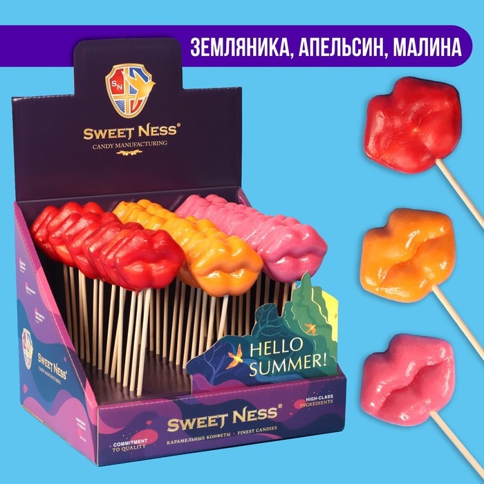 Карамель леденцовая Карамель леденцовая "Губы" на палочке, 30 г