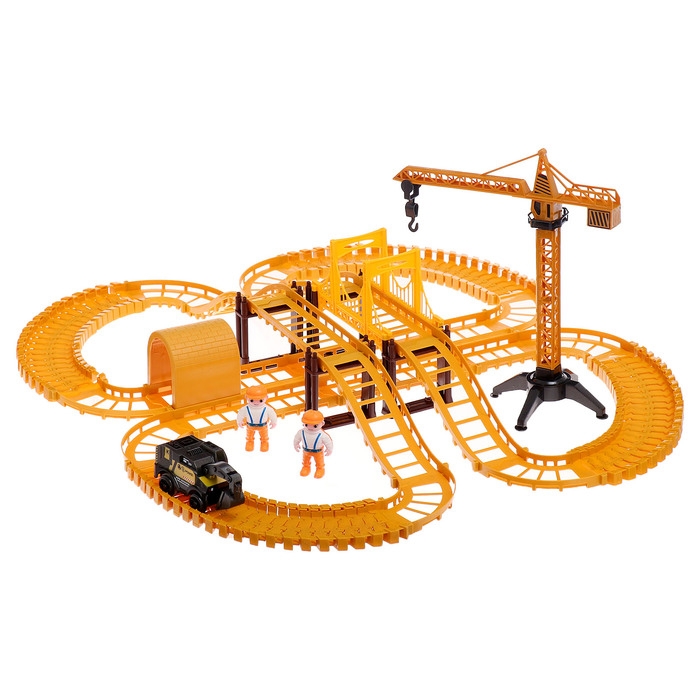 Автотрек &laquo;Стройка&raquo;, с машинкой, краном и фигурками, работает от батареек