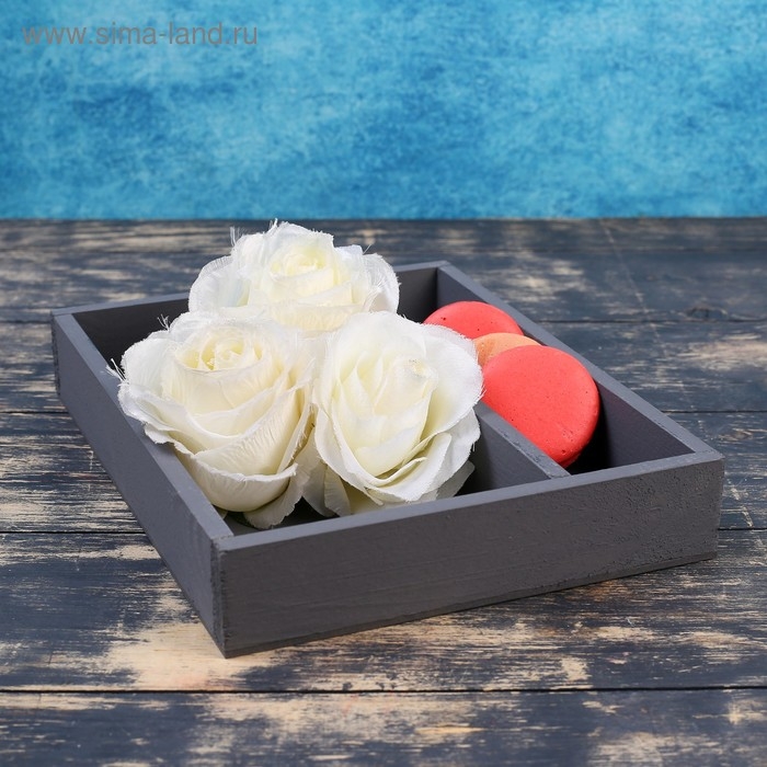 Кашпо деревянное 25.5&times;20&times;4.5 см "Макарунас", серый Дарим Красиво