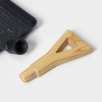 Сковорода чугунная на деревянной подставке &laquo;Лопата. Гриль&raquo;, 23&times;18 см, цвет чёрный