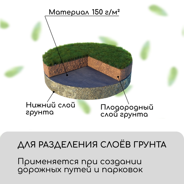 Геотекстиль иглопробивной, 10 &times; 1,5 м, плотность 150 г/м&sup2;, с УФ-стабилизатором, чёрный, Greengo