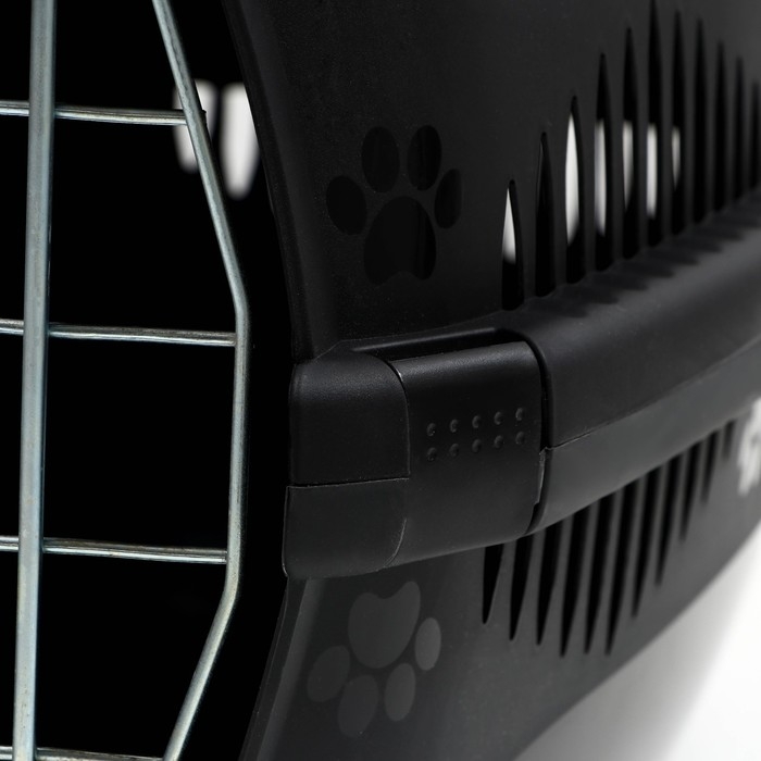 Переноска для животных до 12 кг "Пижон" 49х33х32см, металлическая дверь,  черная