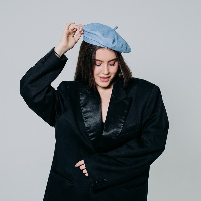 Берет джинсовый, р-р 56см