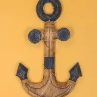 Декор интерьерный "Якорь" дерево 23х2х40 см, цв. сине-коричневый