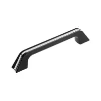 Ручка-скоба мебельная, м/о 96 мм, цвет черный, с хромированной вставкой