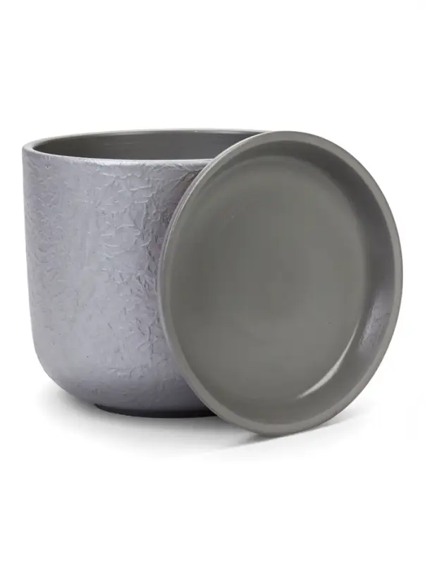 Горшок цветочный с поддоном 3 л, d18/h15,5 см серый керамика, "Перл" (М)