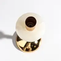 Подсвечник металл, камень на 1 свечу "Рим" золото 10,5х10,5х31 см