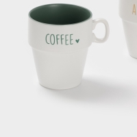 Набор кружек Доляна "Кофейная карта " 4 шт на подставке, 11х8,5х10 см, цвет белый