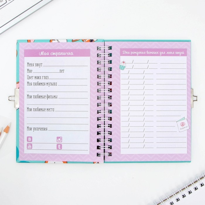 Анкета в твердой обложке на замочке «Корги», А6 40 л Анкета в твердой обложке на замочке «Корги», А6 40 л