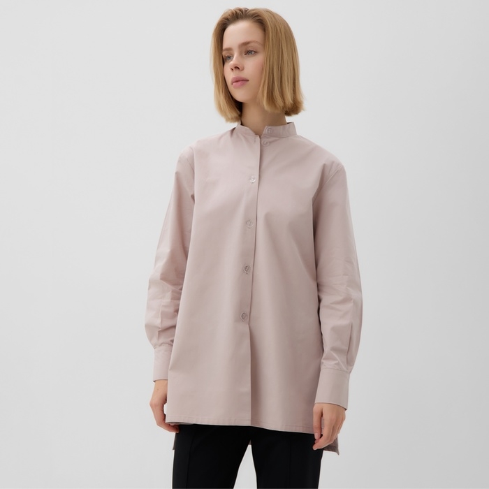 Рубашка женская удлиненная MINAKU: Casual Collection цвет серо-розовый, р-р 42 Рубашка женская удлиненная MINAKU: Casual Collection цвет серо-розовый, р-р 42