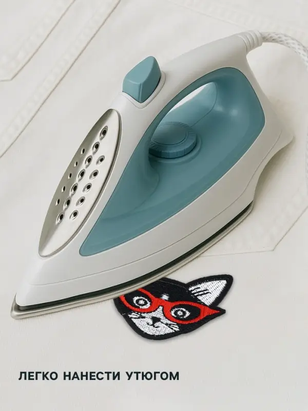 Термоаппликация &laquo;Кот в очках&raquo;, 6&times;6 см, чёрная