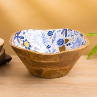 Салатник "Васильки" дерево манго 29х29х11 см