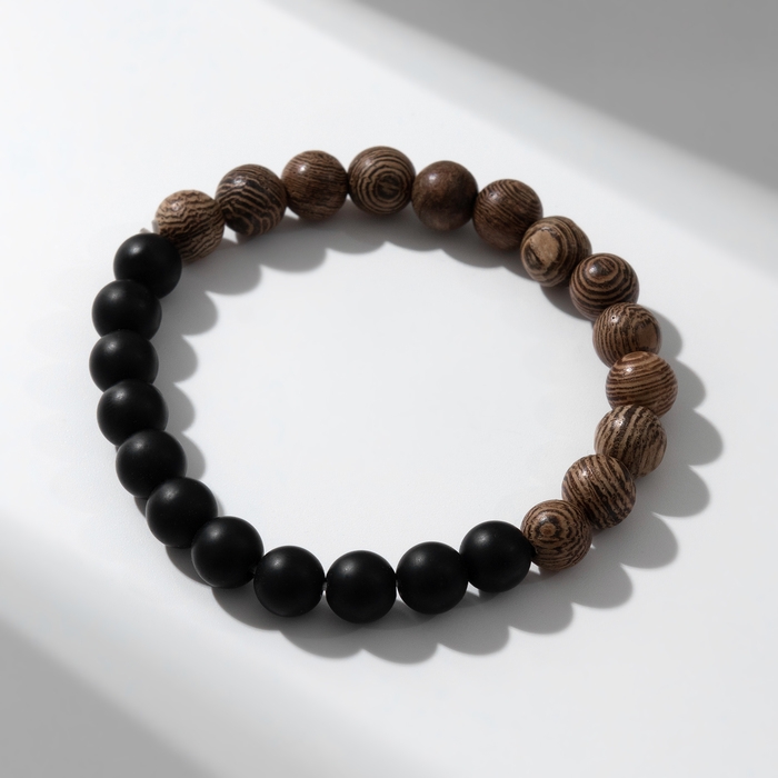 Браслет шар №8 &laquo;Аметист&raquo;, цвет чёрно-коричневый