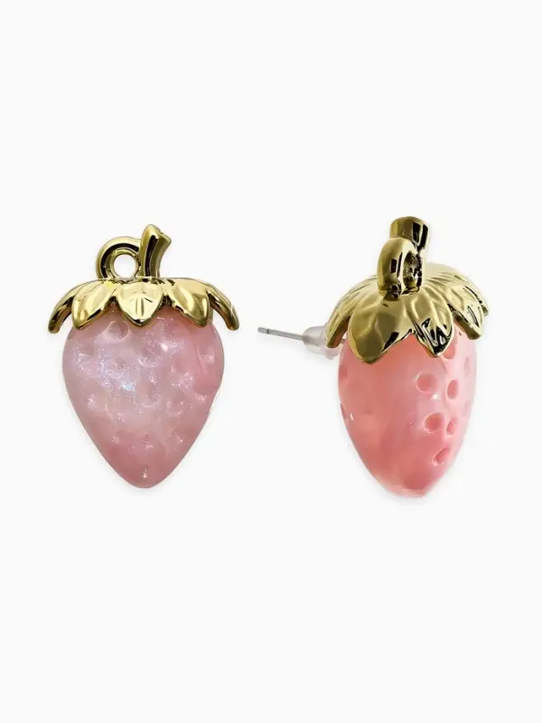 Серьги "Клубника", цвет розовый перламутр в золоте