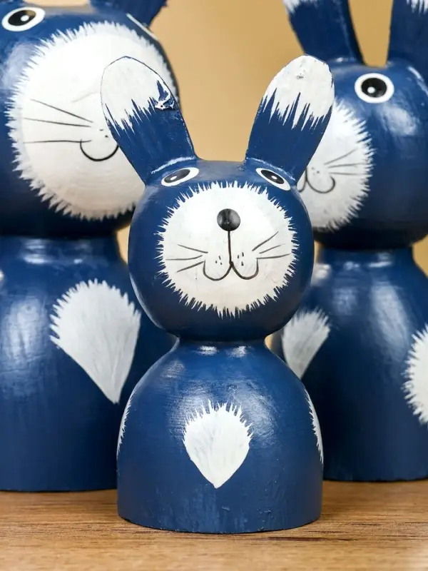 Набор сувенирный "Зайки" дерево H 14, 12, 9 см, цв. синий