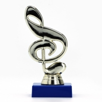 Кубок &laquo;Скрипичный ключ&raquo;, наградная фигура, подставка пластик синяя, 14,5 х 6,5 х 6 см.