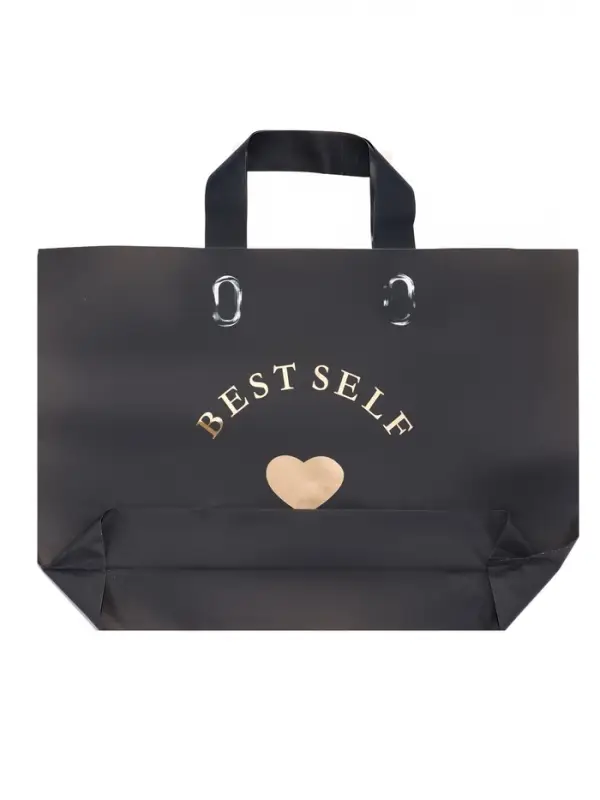 Пакет с петлевой ручкой черный 34 х 25 х 8 см  80 мкм