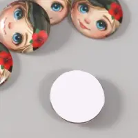 Кабошон стекло для творчества "Круг. Мальчишка в картузе с цветком" 3х3 см