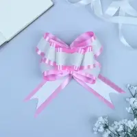 Бант - бабочка №5 &laquo;Фактурная полоса&raquo;, розовый