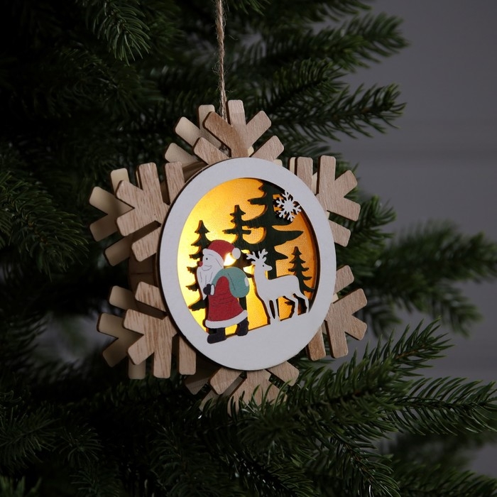 Ёлочная игрушка &laquo;Дед Мороз с подарками&raquo;, от батареек, свечение тёплое белое