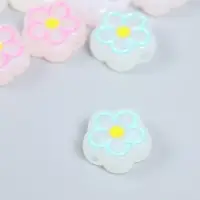 Бусина пластик "Цветочек с контуром" фосфорная МИКС 1,9х1,9х0,8 см