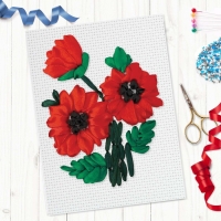 Вышивка лентами на канве &laquo;Красные маки&raquo;, набор для творчества