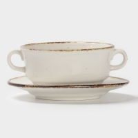 Бульонница Magistro "Alpine Frost" 250 мл 14,6х14,6х7,2 цвет белый с блюдцем