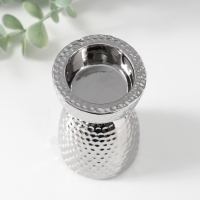 Подсвечник керамика на 1 свечу "Иллюзия" d=4 см серебро 6,5х6,5х10 см