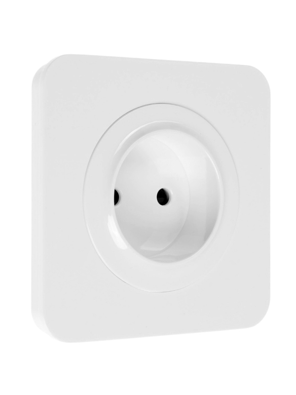 Розетка одноместная, серия "Circular", 10 А, скрытая, без з/к, белая