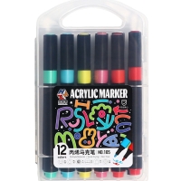 Набор маркеров акриловых 12 цветов в пластиковом пенале