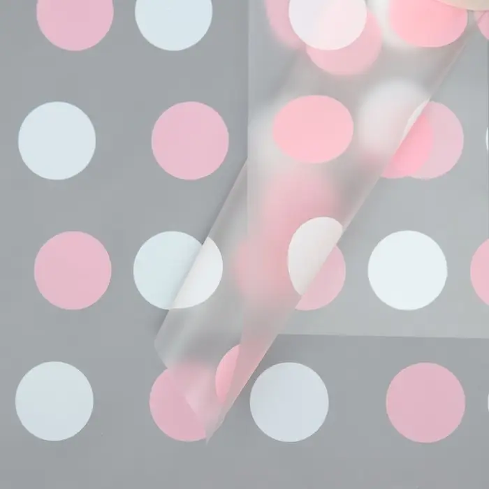 Пленка для цветов, &laquo;Горохи&raquo;, белый- розовый, 56&times;56 см