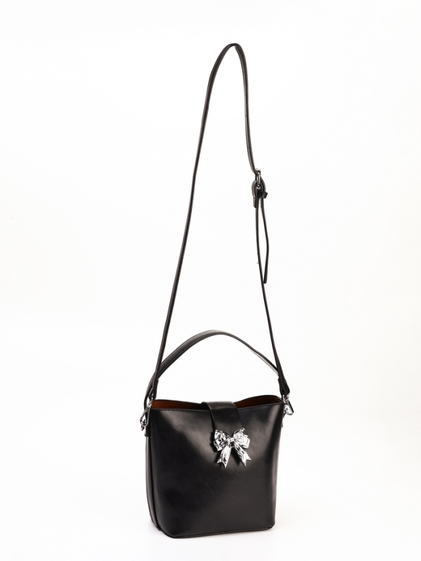 Сумка женская, 27*7*12, отд на молнии, длин ремень, черный