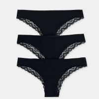 Набор женских трусов бразилиана (3 шт.), цвет черный, размер 44 (S) Набор женских трусов бразилиана (3 шт.), цвет черный, размер 44 (S)