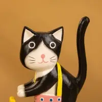 Сувенир на подставке дерево "Кошка мороженщик" 7х8х10 см