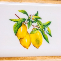 Блюдо прямоугольное "Лимоны" дерево манго 41х15 см