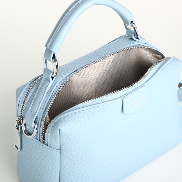 Сумка женская на молнии, TEXTURA, средний размер, цвет голубой