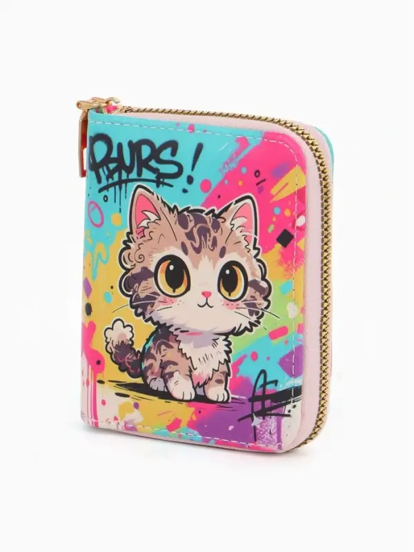 Кошелек дет 07-01-01 Июнь2546 кот, 8,5*2,5*10,5 см, 2 отд+отд/молн, д/карт, разноцветный