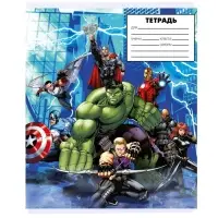 Тетрадь в линейку 24 листа, 5 видов МИКС, обложка мелованный картон, &laquo;Мстители&raquo;