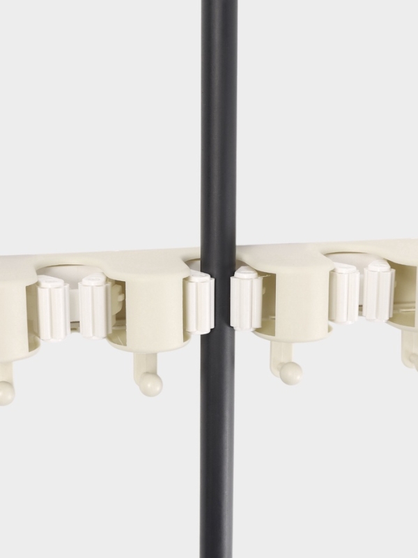 Держатель для швабр настенный самоклеящийся, 4 отделения, 33х6х6