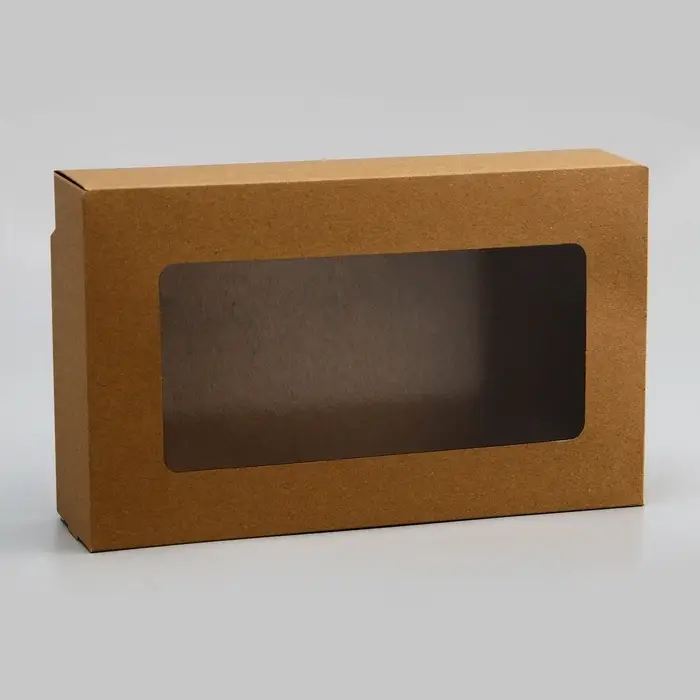 Упаковка для продуктов, крафт с окном, 23&times;14&times;6 см, 1.9 л
