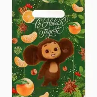 Подарочные пакеты, полиэтилен, набор 10 шт &laquo;Новый год&raquo;