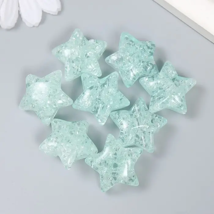 Бусина для рукоделия и плетения &laquo;Арт Узор. Звезда. Колотый лёд&raquo;, пластик, прозрачно-зелёная, 1.3&times;2.6&times;2.6 см